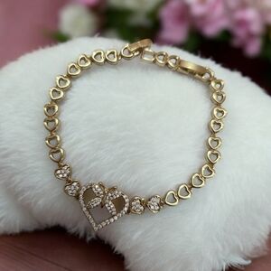 Gold Filled Heart Bracelet with Crystals